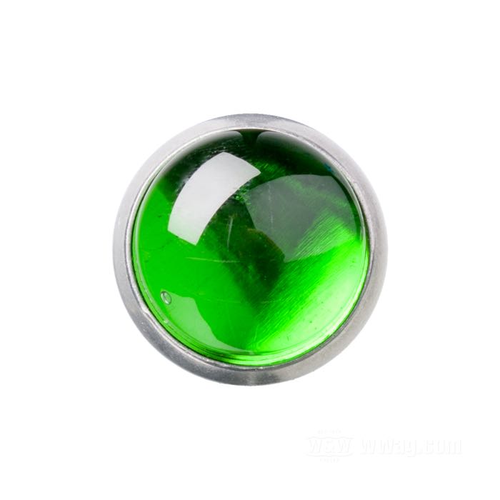 Reflector »Glo-Brite Saddlebag Original Style« by Red Fox; glass / steel / aluminum, green; length: 18 mm; Ø 25 mm; thread: #12-24; with nut and lockwasher; USA; gross weight: 19 g