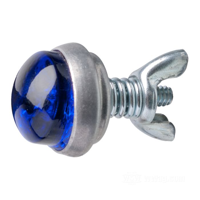 Reflector »Glo-Brite« by Red Fox; glass / steel / aluminum, blue; length: 19 mm; Ø 25 mm; thread: #10-24; with wing nut and spring; USA; gross weight: 18 g