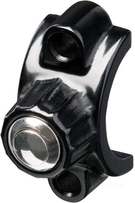 Morsetto pulsanti di Kustom Tech; per Comandi manubrio Deluxe/Classic; alluminio fuso, nero; con a 2 cavetti; Italia; peso lordo: 63 g