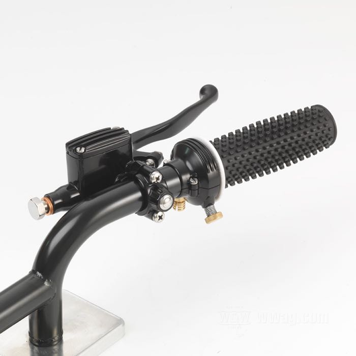 Morsetto pulsanti di Kustom Tech; per Comandi manubrio Deluxe/Classic; alluminio fuso, nero; con a 2 cavetti; Italia; peso lordo: 63 g
