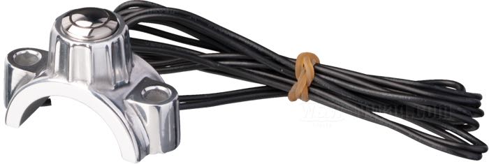 Morsetto pulsanti di Kustom Tech; per Comandi manubrio Deluxe/Classic; alluminio fuso, lucidato; con a 2 cavetti; Italia; peso lordo: 60 g