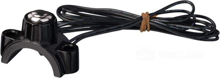 Morsetto pulsanti di Kustom Tech; per Comandi manubrio Deluxe/Classic; alluminio fuso, nero; con a 2 cavetti; Italia; peso lordo: 63 g