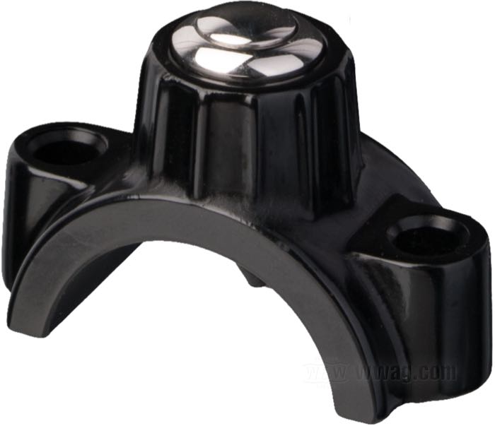 Morsetto pulsanti di Kustom Tech; per Comandi manubrio Deluxe/Classic; alluminio fuso, nero; con a 2 cavetti; Italia; peso lordo: 63 g