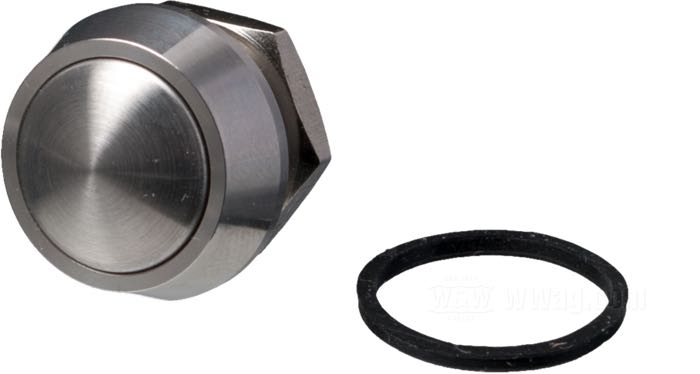 Button; for motogadget m.Switch; stainless steel, polished; height: 7 mm; Ø 17.5 mm; thread: M12 x 1.0; with nut and O-ring; gross weight: 11 g