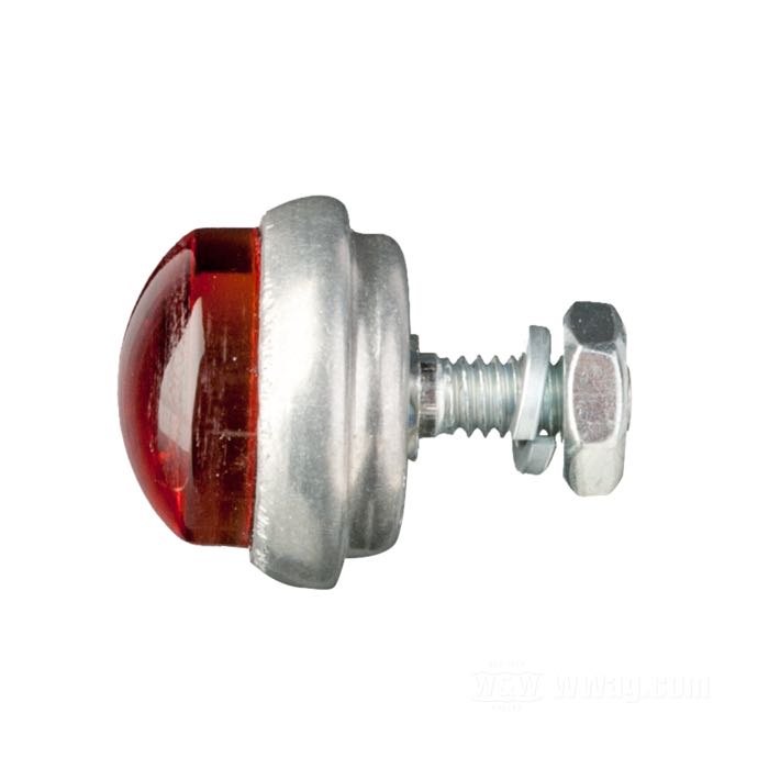 Reflector »Glo-Brite Saddlebag« by Red Fox; glass / steel / aluminum, red; length: 22.5 mm; Ø 25 mm; thread: #12-24; with nut and lockwasher; USA; gross weight: 18 g