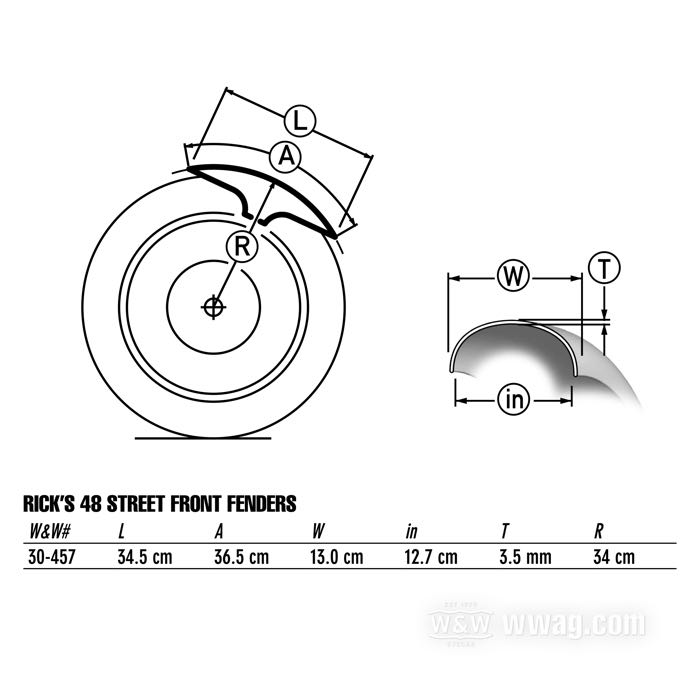 Front fender »Street« by Rick’s; fits Sportster Forty-Eight 2010-2020; GRP, primer-coated; for tire: 16 ”; rim width: 3 ”; Germany; gross weight: 236 g