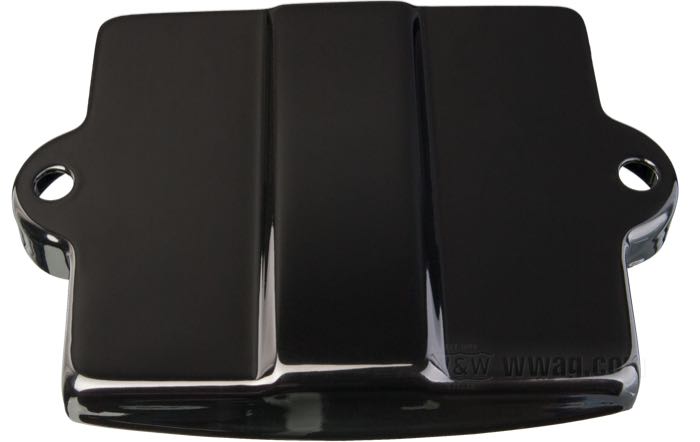 Tapa para batería; para Depósito de aceite Horseshoe; apropiado para Big Twin 1936-1964; acero, negro; A x A x F: 149 x 18 x 107 mm; reemplaza OEM HD 66373-36; peso bruto: 234 g
