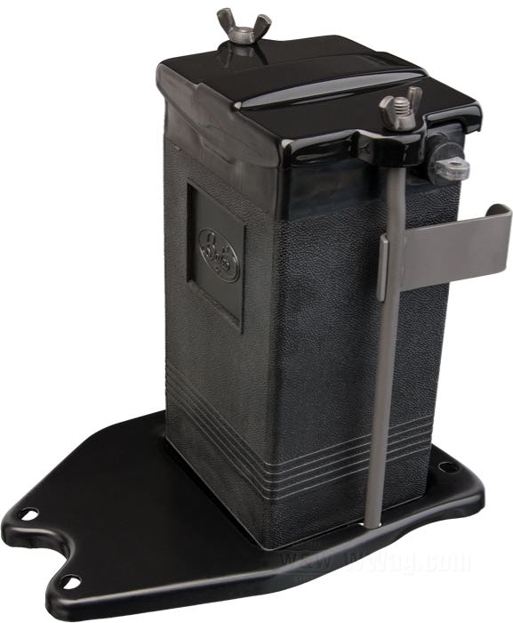 Tringles de maintien; pour Batterie; pour réservoir d'huile Horseshoe; adaptable à Big Twin 1958-1964; acier, parkerisé; largeur x profondeur: 235 x 85 mm; avec tapis de batteries et écrous papillon; remplace OEM HD 66390-58 et 66393-58; poids brut: 500 g