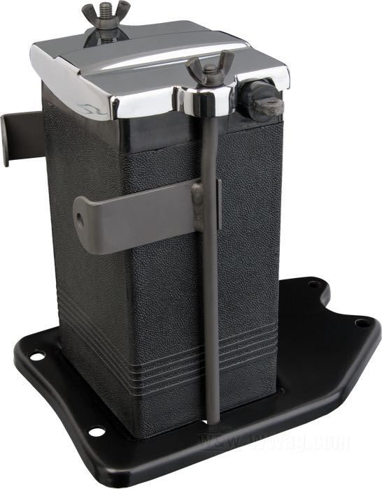 Tringles de maintien; pour Batterie; pour réservoir d'huile Horseshoe; adaptable à Big Twin 1958-1964; acier, parkerisé; largeur x profondeur: 235 x 85 mm; avec tapis de batteries et écrous papillon; remplace OEM HD 66390-58 et 66393-58; poids brut: 500 g