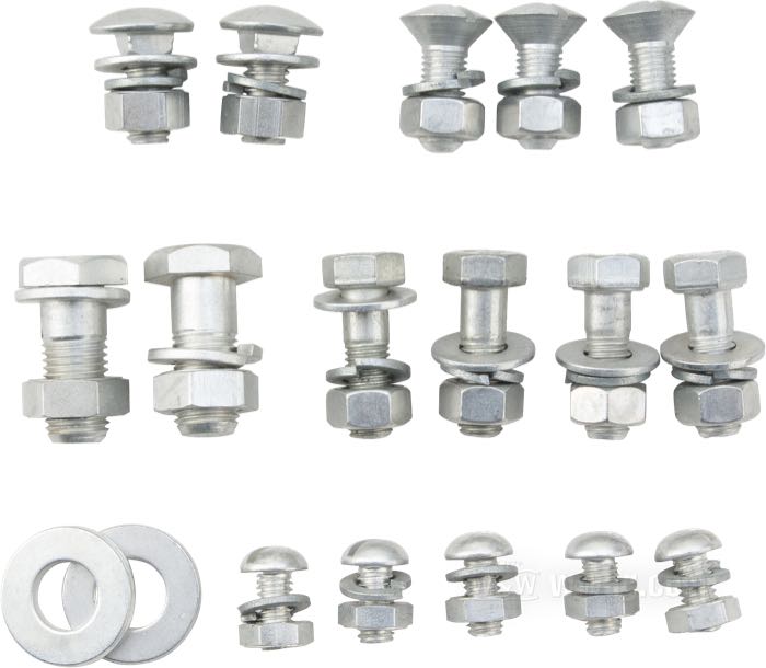 Kit di montaggio di Colony; per Parafango posteriore; atto per Big Twin 1936-1957; completo; acciaio, CAD (procedimento ZnNi); U.S.A.; peso lordo: 330 g