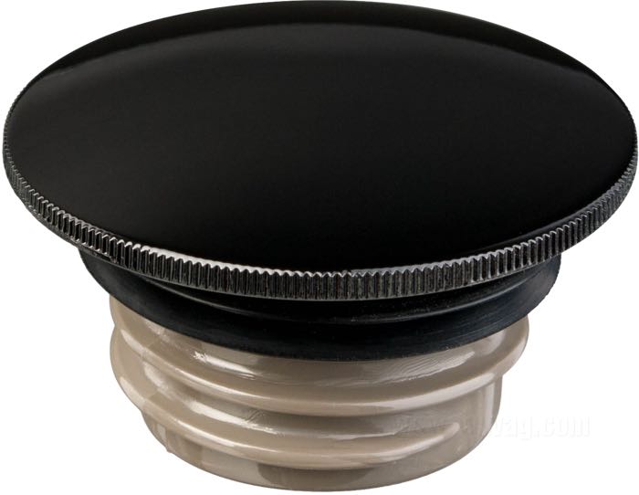 Bouchon de réservoir »Low Profile«; adaptable à FL(H) 1983-1984, FX 1983-1985, Softail 1984-1999; filetage à gauche; aluminium, noir; Ø 67 mm; sans aération; poids brut: 105 g
