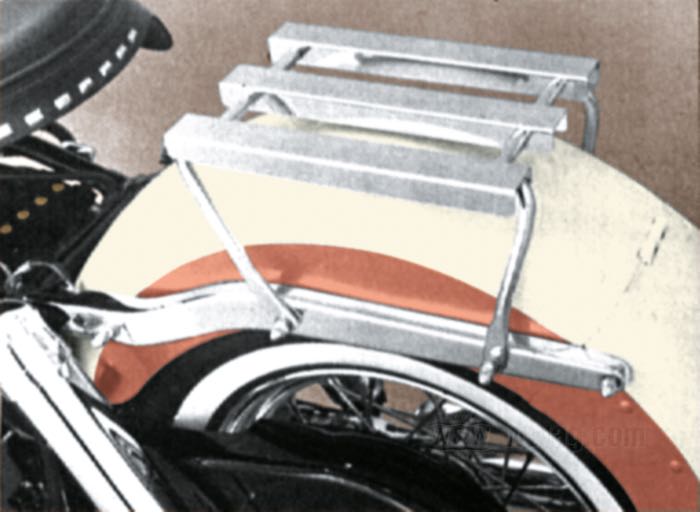Luggage carrier; fits 4-speed Big Twin; steel, chrome-plated; replaces OEM HD 53403-58D; gross weight: 2.62 kg
