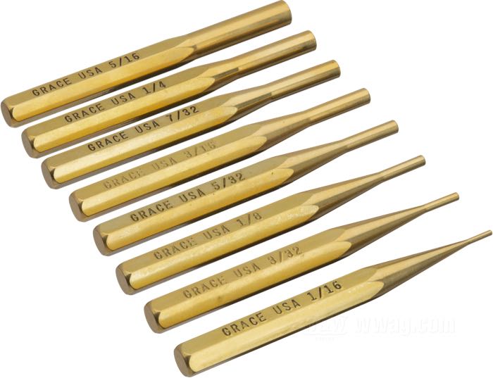 Set di punzoni di Grace USA; ottone, lucidato; lunghezza: 89 mm; 8 pezzi; con astuccio vinile; U.S.A.; peso lordo: 304 g
