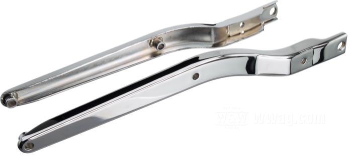 Fender struts; fits 4-speed FX models 1972-1985; two holes (not countersunk); steel, chrome-plated; length: 515 mm; replaces OEM HD 59672-77, and 59673-77; gross weight: 1.89 kg