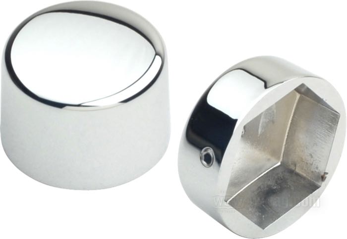 Caches d‘essieu; pour essieu arrière; adaptable à Sportster 1957-1980, FL/FX 1973-1980, FXWG 1980-1981; pour héxagones de 30 et 32 mm; acier, chromé; poids brut: 170 g