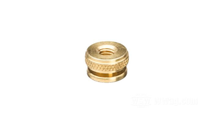Dado zigrinato di Brillman; per Candela; ottone; altezza: 6 mm; Ø 9.5 mm; filettatura: M4; U.S.A.; peso lordo: 2 g