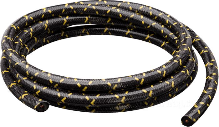 Ignition wire »Vintage« by Brillman; copper / PVC, black; Ø 7 mm; tracer: yellow; copper core; USA; gross weight: 60 g