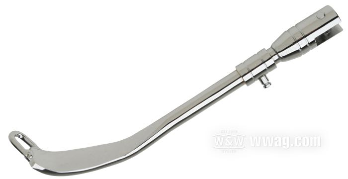 Caballete »extremo plano«; apropiado para KH/Sportster/XLS/XLX 1954-early 1984; acero, cromado, longitud original; Longitud según el dibujo: 24.5 cm; reemplaza OEM HD 50006-77 y 50006-80; peso bruto: 1.07 kg