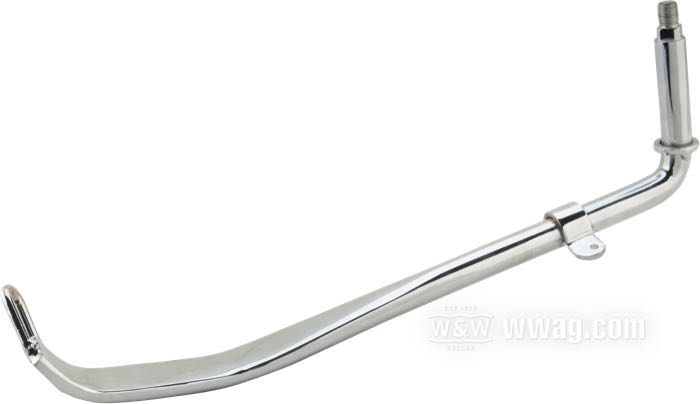 Caballete »extremo plano«; apropiado para Big Twin 4-marchas 1936-1984, Softail → 1988; acero, cromado, longitud original; Longitud según el dibujo: 27 cm; reemplaza OEM HD 50061-36E; peso bruto: 850 g