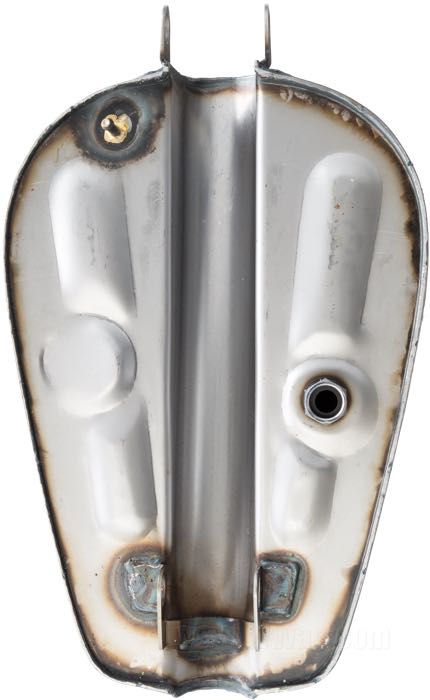 Gas tank »King«; fits Sportster 1995-2003; steel, bare; volume: 11.7 l; required gas cap: 1 x vented / screw-in 1983→; required petcock: M22 x 1; required petcock: M22 x 1; with rubber mounts; gross weight: 4.87 kg