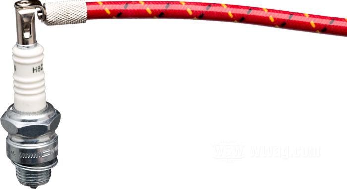 Anschlussklemme »Schnapp-Typ« von Brillman; für 7 mm Zündkabel; zum Verschrauben; Messing, vernickelt, 90°; Länge: 27 mm; USA; Bruttogewicht: 8 g