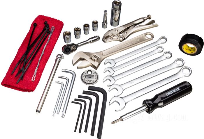 Tool kit »RoadTech Teardrop« by CruzTools; chrome-vanadium steel; metric and SAE sizes mixed; gross weight: 1.67 kg