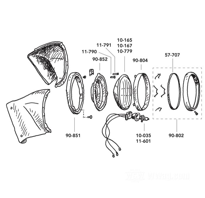 O-Ring; for Trim ring / Headlight; fits FL(H) 1960-1984; rubber; ID x OD: 175 x 198 mm, 6 mm thick	; replaces OEM HD 67716-60; USA; gross weight: 40 g