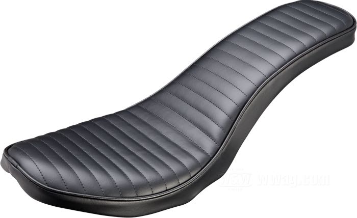 Asiento biplaza »Cobra Pleated« de Le Pera; apropiado para FL(H) 1965-1984, FX 1971-1986; piel sintética, negro; largo x ancho: 730 x 250 mm; EE. UU.; peso bruto: 4.34 kg