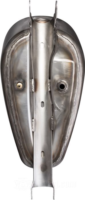 Gas tank »King«; fits Sportster 2004-2006; steel, bare; volume: 12.5 l; required gas cap: 1 x vented / screw-in 1983→; required petcock: M22 x 1; required petcock: M22 x 1; gross weight: 5.97 kg