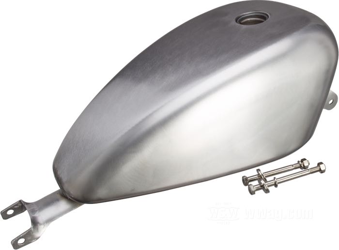 Gas tank »King«; fits Sportster 2004-2006; steel, bare; volume: 12.5 l; required gas cap: 1 x vented / screw-in 1983→; required petcock: M22 x 1; required petcock: M22 x 1; gross weight: 5.97 kg