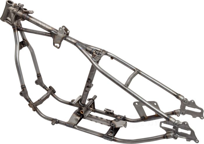 Telaio rigido »Wishbone« di VG Classic Frames & Parts; atto per Panhead inizi 1954; acciaio / ghisa sferoidale, naturale, senza blocchetti di montaggio per il Clacson; rake: 30 °; rimpiazza OEM HD 47000-40A; Paesi Bassi; peso lordo: 37 kg