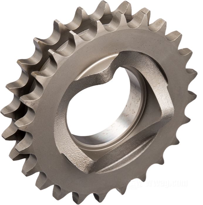 Piñón motor; apropiado para FXRS/T 1985-1986, FXRD 1986, FXR 1987-1993, Touring 1985-1993, Softail y Dyna 1993; con corona de compensación; acero; número de dientes: 24; reemplaza OEM HD 40269-85; peso bruto: 779 g