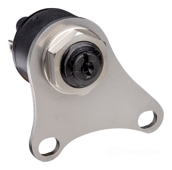 Bracket by Bates; for LLC switches; fits 4-speed Big Twins; steel, bare, mounting hole distance: 50 mm; gross weight: 55 g