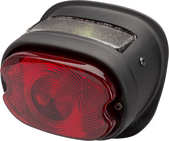 Rücklicht; Stahl, mattschwarz; mit 12 V Glühlampe; ersetzt OEM HD 68005-55A, 68006-64 und 68010-64B; Bruttogewicht: 446 g