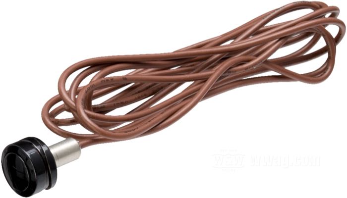 Pulsador »Micro«; acero inoxidable, negro, con cable marrón; Ø 11.1 mm; rosca: M6; con un cable; peso bruto: 20 g