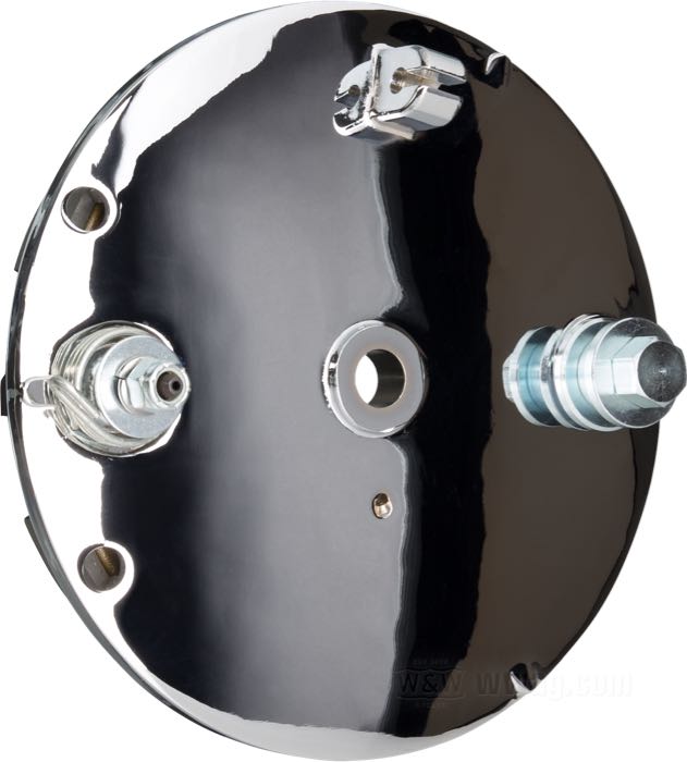 Placa de base del freno; apropiado para Sportster 1975-1978; aluminio fundido, cromado; reemplaza OEM HD 44264-54, 41835-69, 41876-73, 41882-73A y 41662-75; peso bruto: 2.26 kg