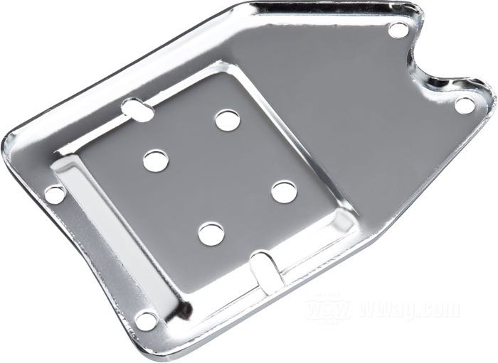 Piastra base »Standard«; per Batteria; per serbatoio olio Horseshoe; atto per Big Twin 1936-1964; acciaio, cromato; L x A x P: 161 x 22 x 240 mm; rimpiazza OEM HD 62575-36; peso lordo: 750 g
