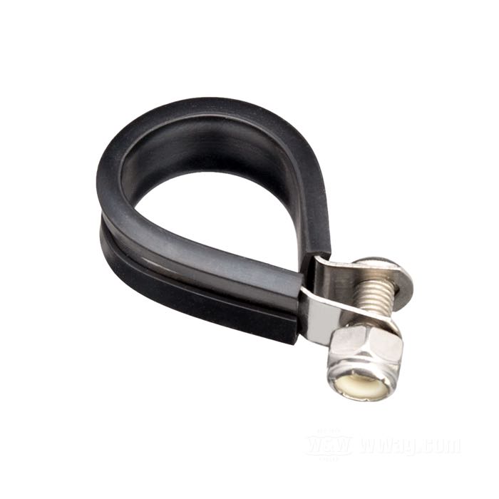 Frame clamp by Mooneyes; for Mooneyes Emergency Gas Tank; stainless steel / rubber; gross weight: 23 g