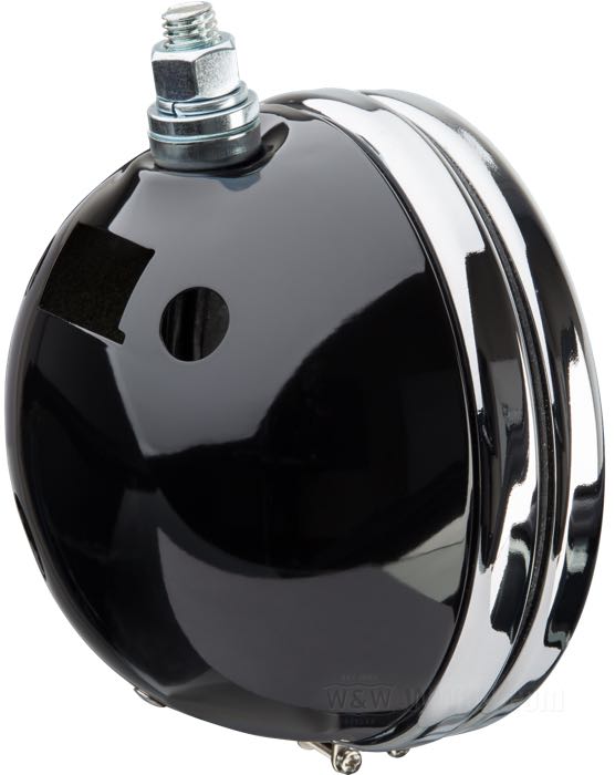 Headlight housing; fits Sportster 1975-1981, FX 1975-1986; steel, black; depth: 95 mm; Ø 152 mm; for headlight insert (Ø): 5-3/4”; replaces OEM HD 67705-74; Taiwan; gross weight: 614 g