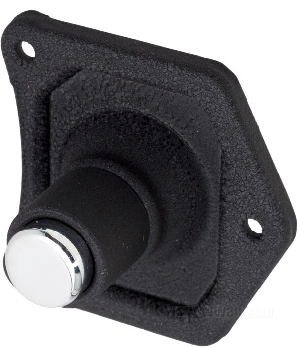 Pulsante avviamento »Standard«; per Solenoide; atto per motorini avviamento 1991→; lamiera d'acciaio, nero; con viti cromate; peso lordo: 109 g