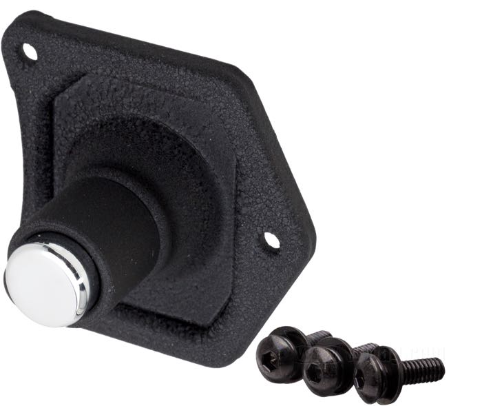Pulsante avviamento »Standard«; per Solenoide; atto per motorini avviamento 1991→; lamiera d'acciaio, nero; con viti cromate; peso lordo: 109 g