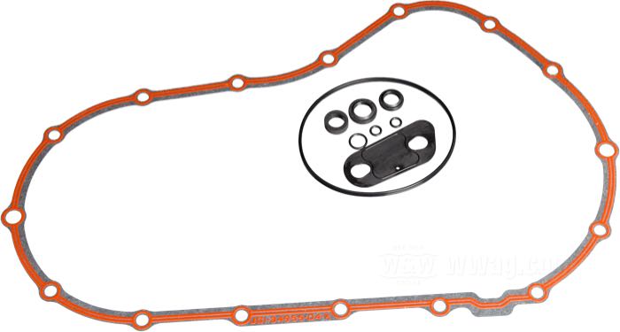 Gasket kit by James Gaskets; for Primary; fits Sportster 2004-2020; paper / rubber / steel; gross weight: 144 g