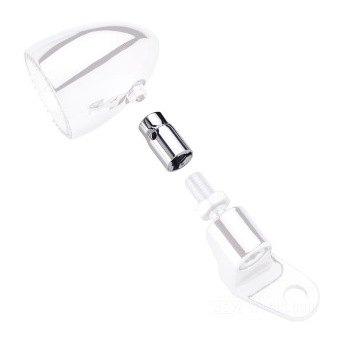 Adapter »Bullet 1000« von Kellermann; für Blinker; für OEM-Lenkerarmaturen; passend für Sportster 1988-2020, FXR 1988→, Dyna 1991→, Softail 1988→, FLSTS 1997-2003 (nicht FXSTDSE); Edelstahl, verchromt; Gewinde: M8 / 5/16”-24; Bruttogewicht: 11 g