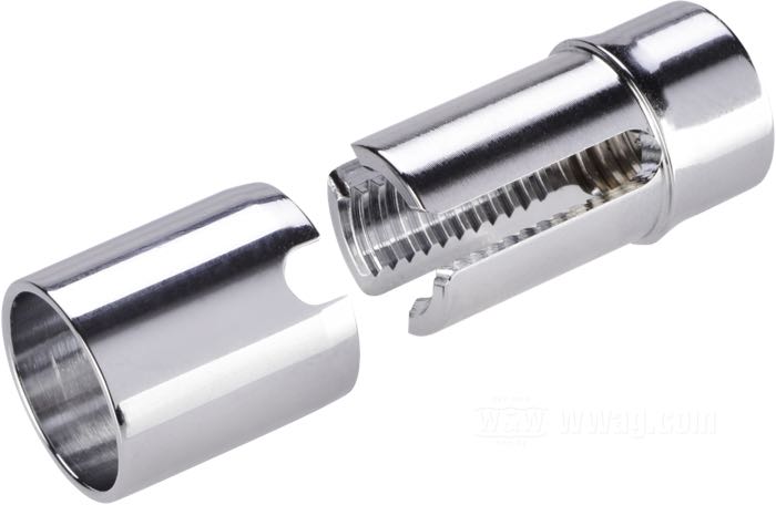 Adapter »Bullet 1000« von Kellermann; für Blinker; für OEM-Lenkerarmaturen; passend für Sportster 1988-2020, FXR 1988→, Dyna 1991→, Softail 1988→, FLSTS 1997-2003 (nicht FXSTDSE); Edelstahl, verchromt; Gewinde: M8 / 5/16”-24; Bruttogewicht: 11 g