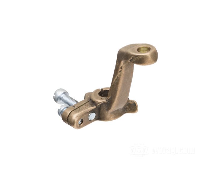 Leva; para Eje de mariposa; apropiado para Big Twin Flatheads 1937-1940, todas las Flathead 1941-1948; bronce, natural; alto: 38 mm; para carburadores Linkert serie M; con tornillos; reemplaza OEM HD 1238-37 y 27252-37; peso bruto: 35 g