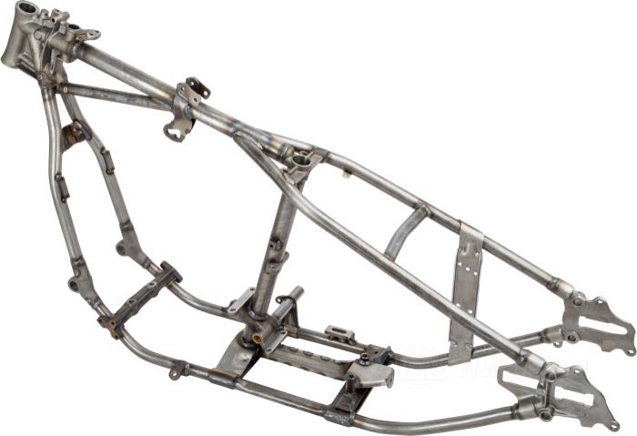 Telaio rigido »Wishbone« di VG Classic Frames & Parts; atto per Panhead 1949-1951; acciaio / ghisa sferoidale, naturale; rake: 30 °; rimpiazza OEM HD 47000-40A; Paesi Bassi; peso lordo: 37 kg