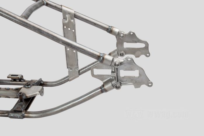Telaio rigido »Wishbone« di VG Classic Frames & Parts; atto per Panhead 1949-1951; acciaio / ghisa sferoidale, naturale; rake: 30 °; rimpiazza OEM HD 47000-40A; Paesi Bassi; peso lordo: 37 kg
