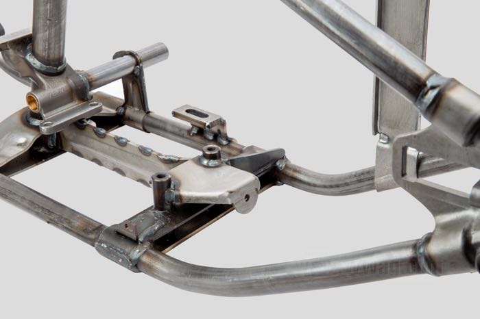 Telaio rigido »Wishbone« di VG Classic Frames & Parts; atto per Panhead 1949-1951; acciaio / ghisa sferoidale, naturale; rake: 30 °; rimpiazza OEM HD 47000-40A; Paesi Bassi; peso lordo: 37 kg