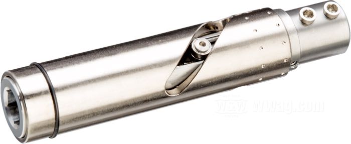 Gasgriff von Müller Motorcycle; für innenliegenden Gaszug; für 1-1/8” ID Griffe und Lenker mit max. 22 mm ID; Edelstahl / Stahl, für Lenkerendblinker; Länge: 113 mm; Ø 1-1/8”; für Lenker-Ø: 1 ”; Maximaler Hub: 35 mm; mit 150 cm Gaszug, ausführliche Montageanleitung; Deutschland; Bruttogewicht: 590 g