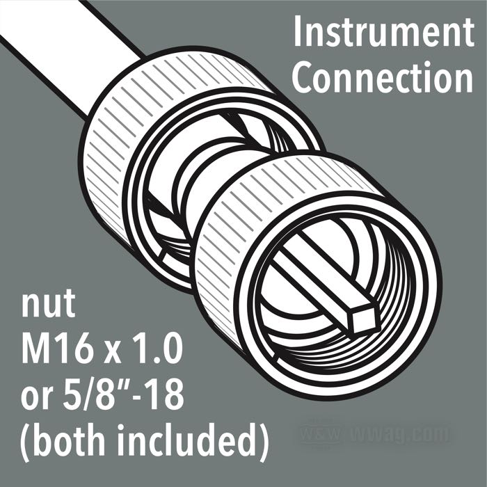 Speedometer cable; for Front wheel; fits Custom Applications; steel / vinyl, black vinyl; Ø 6.9 mm; length outer spiral: 103 cm; drive connection: thread 1/4”-20; instrument connection: nut M16 x 1.0 or 5/8”-18 (both included); gross weight: 200 g